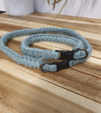 Load image into Gallery viewer, Blue dog leash with black clip on a wooden surface
