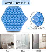 Load image into Gallery viewer, Blue silicone mat with 62 powerful suction cups for various surfaces