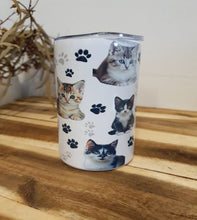 Load image into Gallery viewer, Tumbler with cat designs on a wooden surface