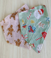 Load image into Gallery viewer, 2 Christmas Bandanas in Greenvand Pink Designs