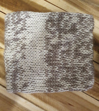Load image into Gallery viewer, Alpaca Knitted Neck Warmer in two Tones on a Wood background