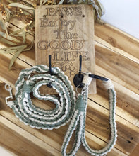 Load image into Gallery viewer, Pet Leash Sign with Lead Collar and Keychain in Matching Eucalyptus and Cream