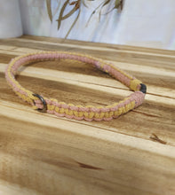 Load image into Gallery viewer, Dog Collar with pink and yellow pattern on a wooden surface