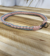 Load image into Gallery viewer, Pink and blue braided dog collar on a wooden surface
