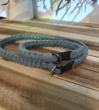 Load image into Gallery viewer, Gray dog collars with metal clip on a wooden surface
