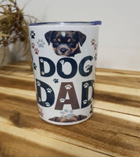 Load image into Gallery viewer, Canister with &#39;Dog Dad&#39; text and dog images on a wooden surface
