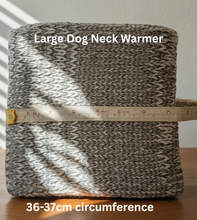 Load image into Gallery viewer, Large dog neck warmer with measurement tape showing 36-37cm circumference on a wooden surface.
