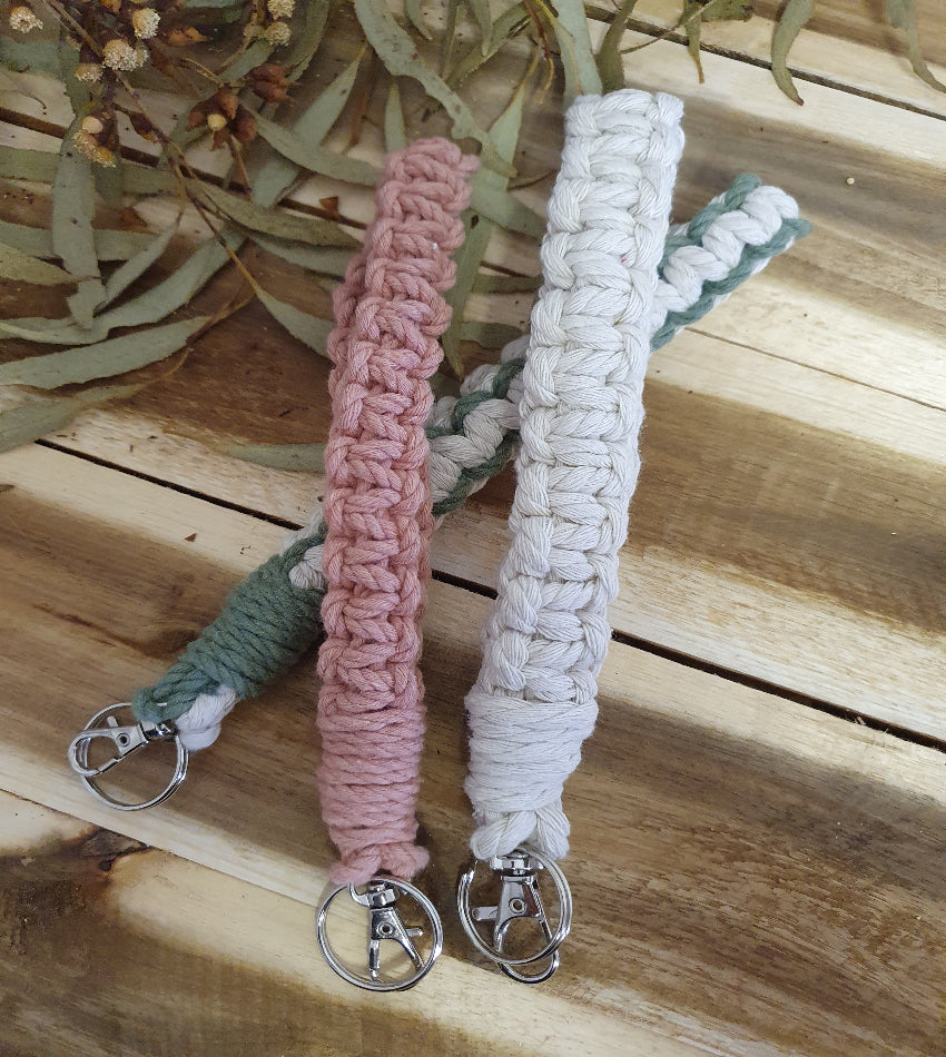 Macramé Keychain - Handmade Eco-Friendly Recycled Yarn Keyring – Simple ...