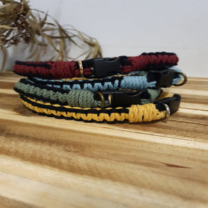 Black Toned Macrame Pet Collars