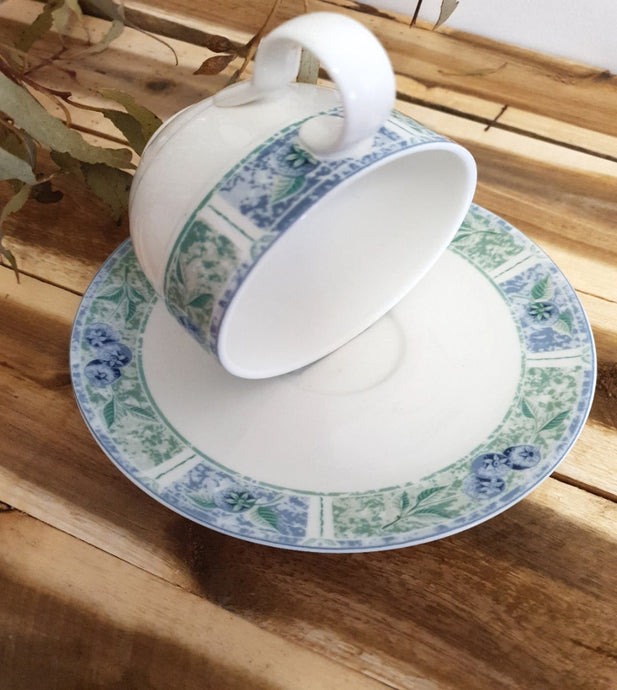 Blue and Green Teacup Birdfeeder