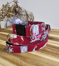 Load image into Gallery viewer, 3 Stacked Red Chistmas Collars on wood grain board
