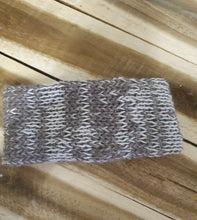 Load image into Gallery viewer, Hand Knitted Dog Neck Warmer in two Tones on a Wood Background
